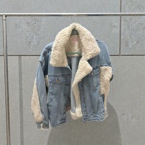 Pink Lily Blue and Cream Jean Jacket